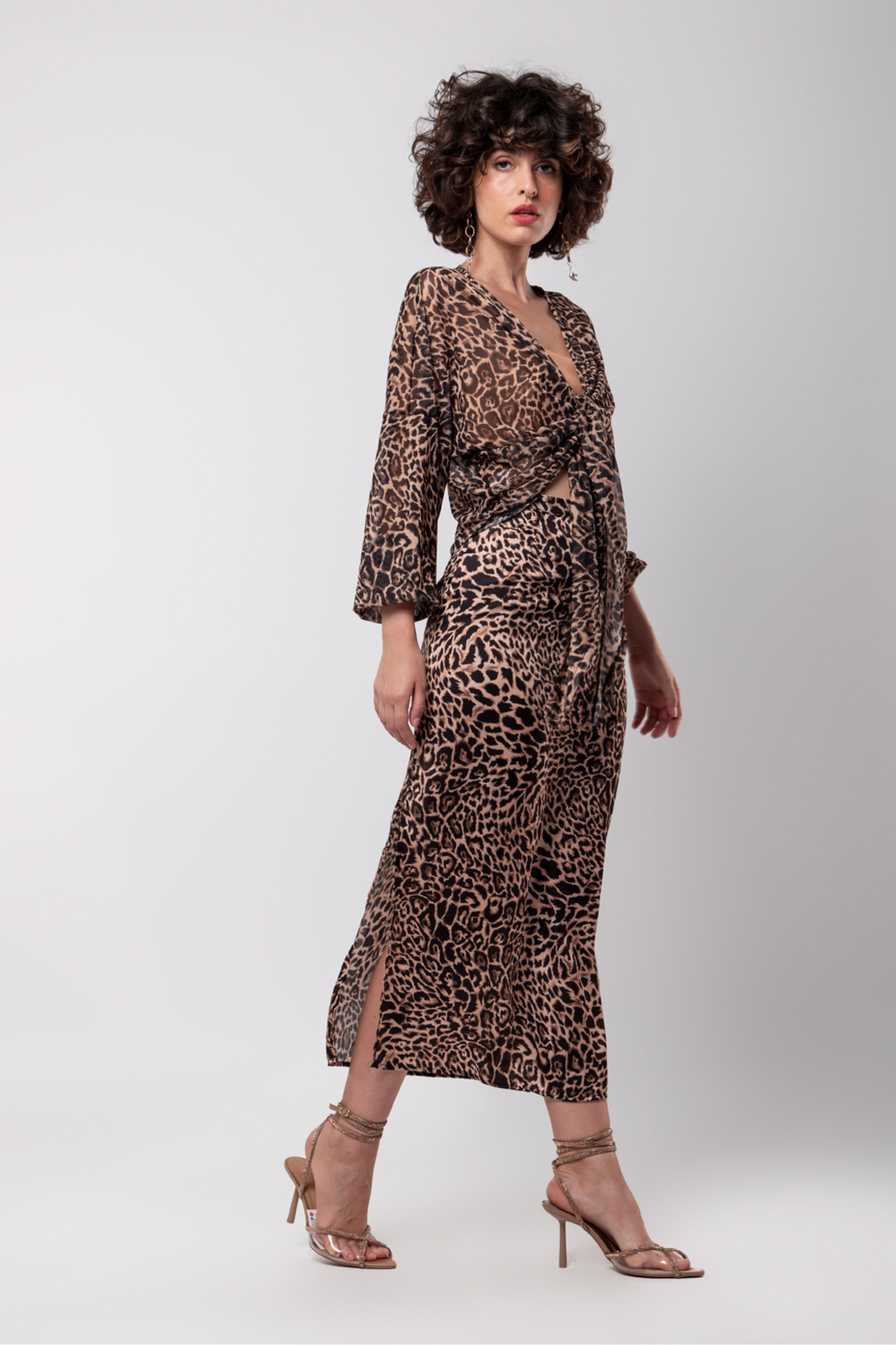 Leopard skirt with split best sale